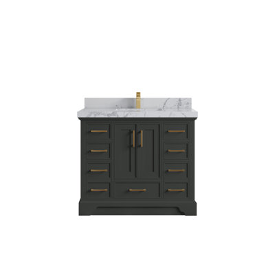 Charlotte 42'' Single Bathroom Vanity with Quartz Top