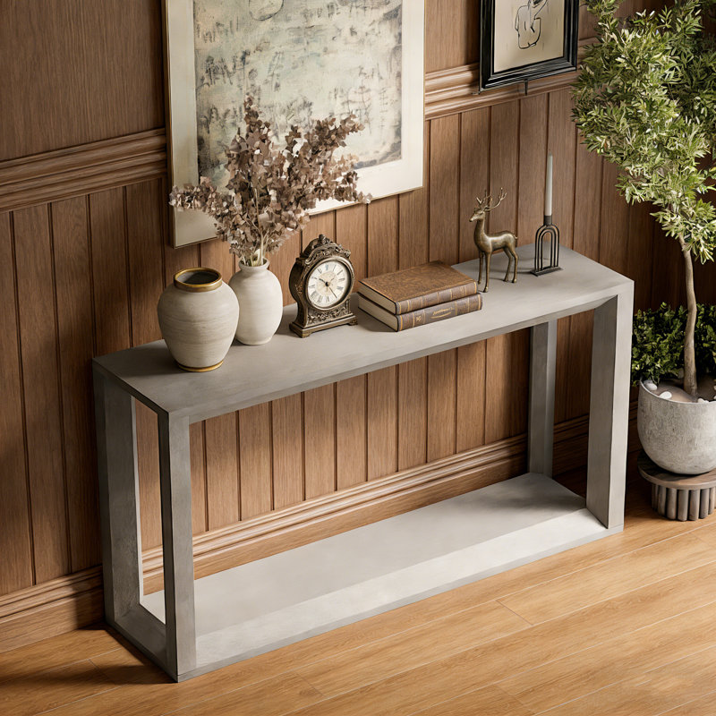 Console rectangulaire en placage de bois massif de 60 pouces avec beaucoup de rangement et une construction robuste pour l'entrée ou le salon