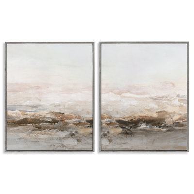 Ensemble de 2 giclées encadrées Mute Horizon Neutral Tones, design par Hazel J.