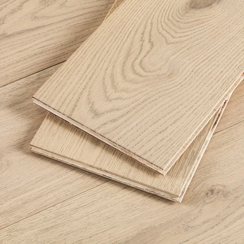 Plancher de bois franc d'ingénierie européen de qualité supérieure T 5/8 po x l 9,5 po, Blanc Coastline