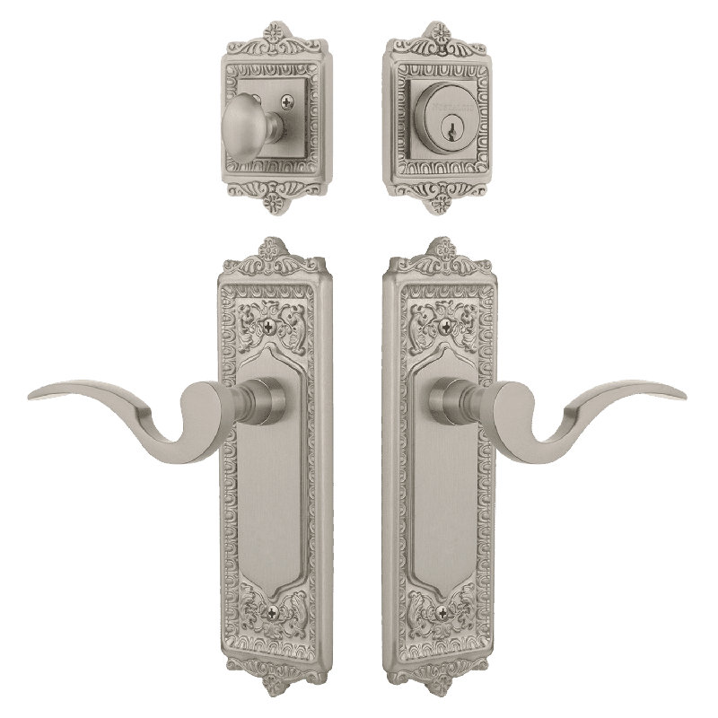 Nostalgic Warehouse Egg & Dart Entry Set with Manor Lever, Satin Nickel, 2.75
