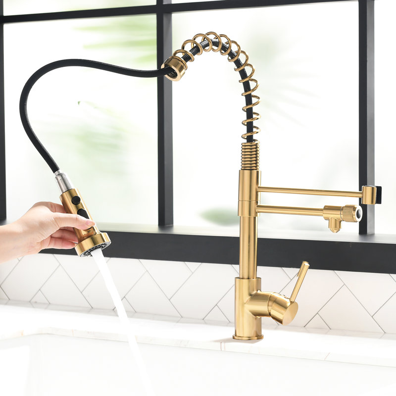 Pull Down Water Filter Kitchen Faucet, Purifier Drinking Tap, Black And Nickel Gold, Outlet For Sink Independent Cold Hot Supply Quality