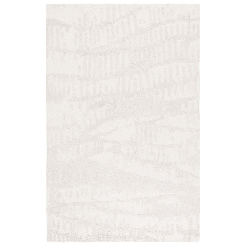 Mykonos 407 Hand Tufted Wool/Bamboo Silk Abstract Rug in Ivory/Beige, Rectangle 3' x 5'