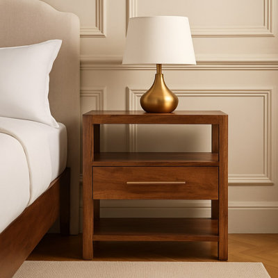 55cm W Solid Wood Bedside Table