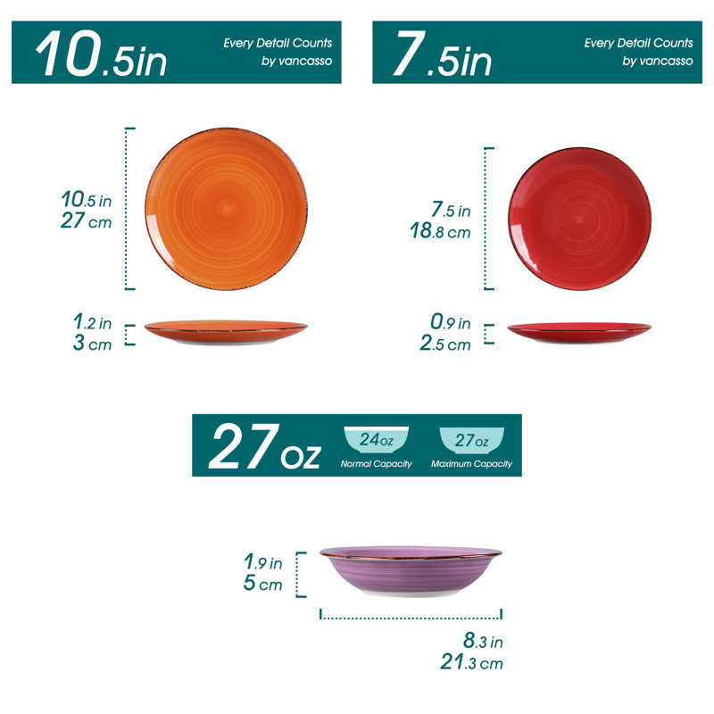 Ensemble 18 pièces de vaisselle colorée à motif de pois peints à la main pour 6 personnes, assiettes en céramique terre cuite et bols à soupe, vaisselle Boho