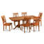 Ensemble de table et chaises de cuisine 7 pièces composé d'une table de salle à manger rectangulaire avec rallonge papillon et 6 chaises de salle à manger, brun selle-49678158