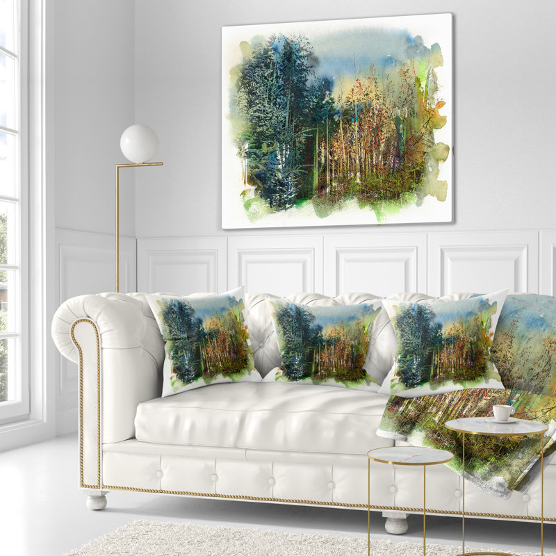 Coussin à motif d'aquarelle, 16 po x 1 po, Coussin décoratif