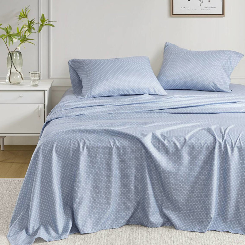 Blue Floral Comforter With Sheets, Material, Watercolor Print, Up To 16" Mattress Fit Soft Brushed Microfiber Bedding , , 14"  twin