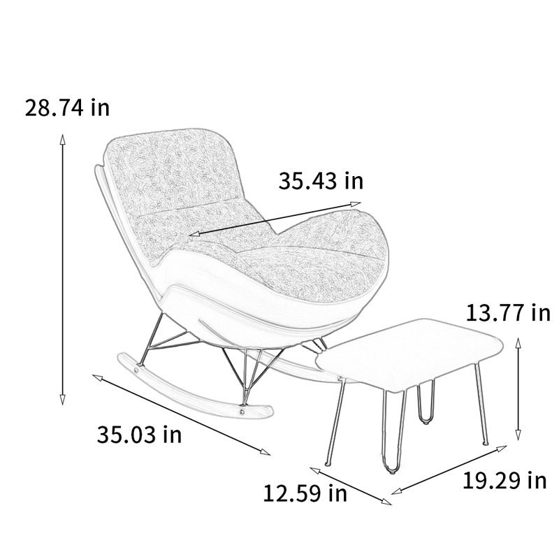 Chaise berçante de style traîneau de luxe, Rose