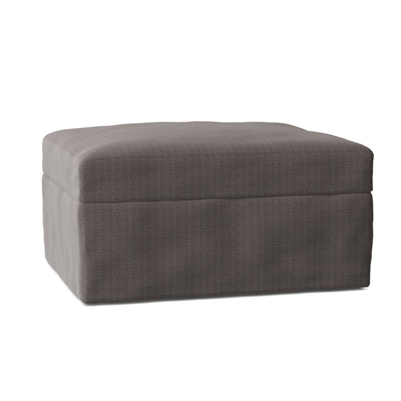 Hartig Upholstered Ottoman, Zuma Charcoal Textured Linen
