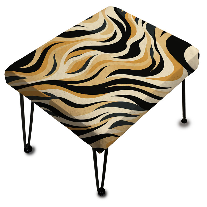 Noir et beige Urban Zebra Fusion - Repose-pieds rectangulaire imprimé animal