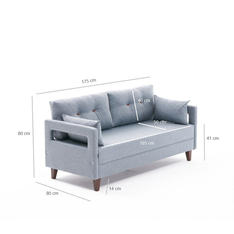 Canapé convertible Yonah, 100 % polyester bleu