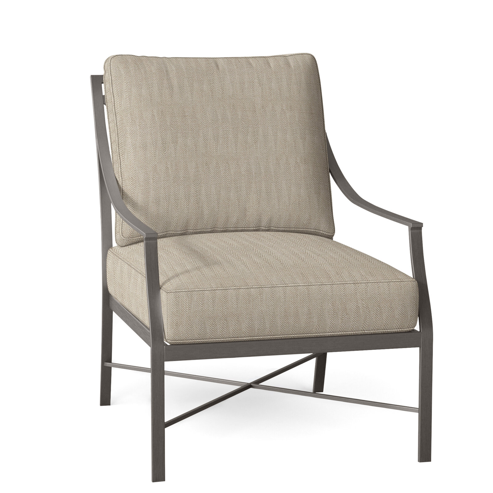 Monaco Patio Lounge Chair, Welt, Herringbone Sand, Slate Gray