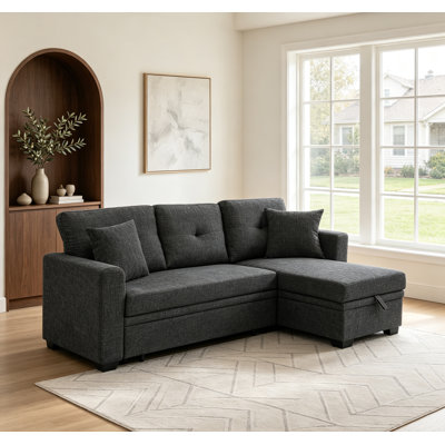 Canapé-lit modulaire en L de 76,5 po avec méridienne réversible avec rangement et canapé-lit convertible moderne avec 2 pollows