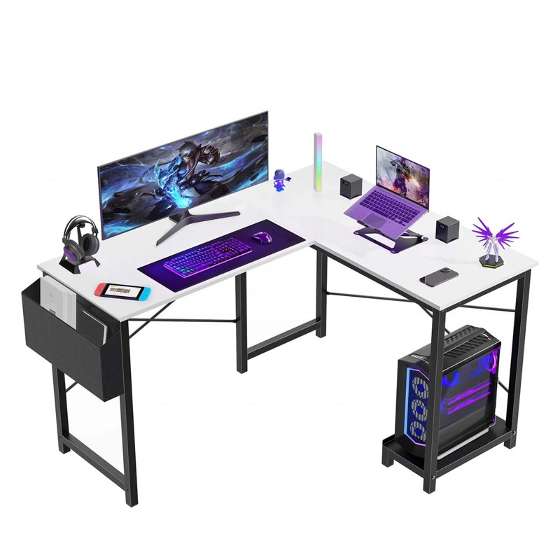 L-Shaped Gaming Desk, White