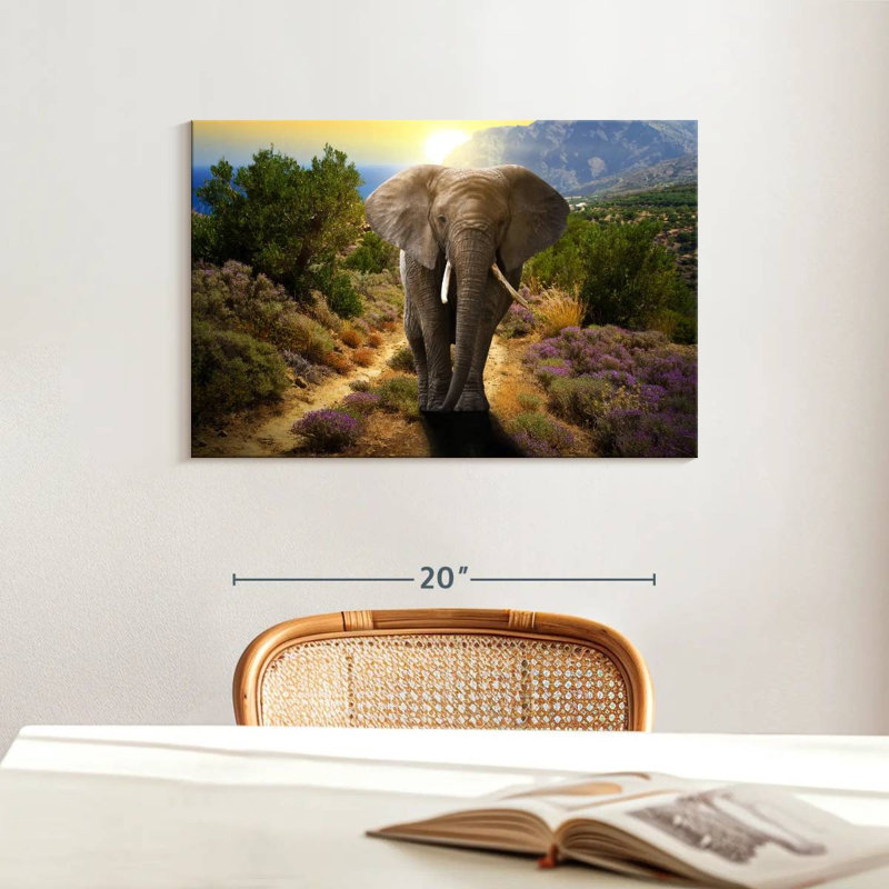 Elephant Frolicking, 16" H x 24" W