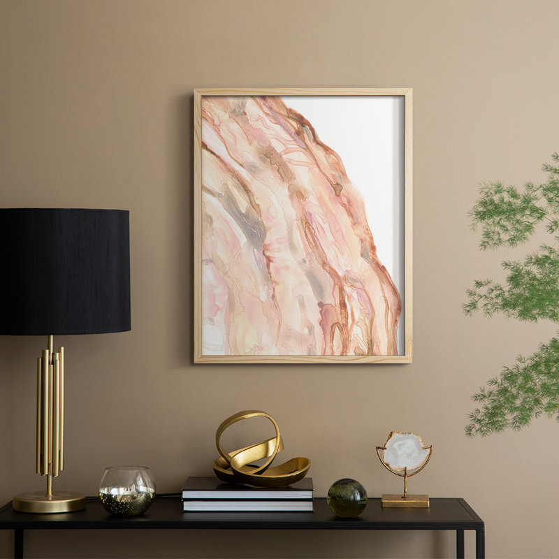 Rose Quartz I, reproduction encadrée - bois massif, H 15 po x l 12 po