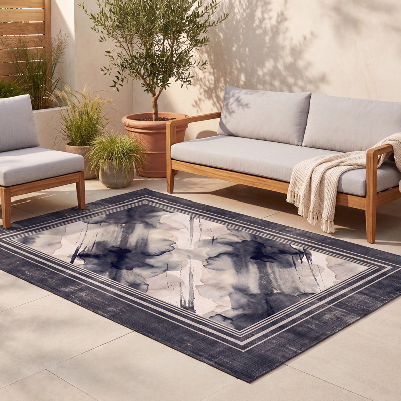 Tapis Marlowe moderne à l'aquarelle abstraite grise et noire, lavable à la machine, antidérapant, à poils courts, pour intérieur et extérieur, adapté aux animaux domestiques, idéal pour le salon, la chambre, la salle à manger, l'entrée, le corridor ou le bureau.