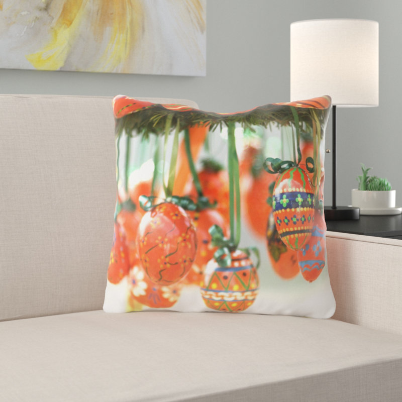 Mccutcheon Easter Eggs Throw Pillow, Microsuede, Indoor