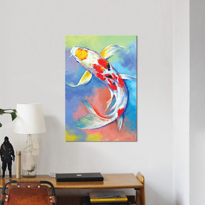 « papillon koi fish », reproduction d’art sur toile, H 12 po x l 8 po x P 0,75 po