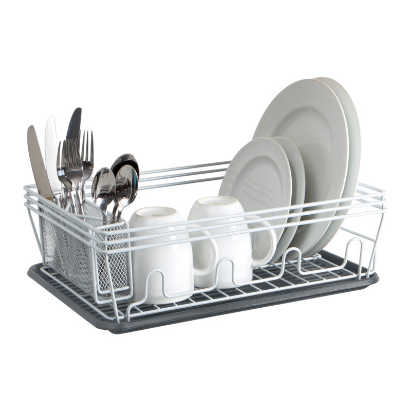 Égouttoir à vaisselle en acier moucheté, Blanc