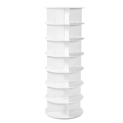 Étagère à chaussures à 7 niveaux à 360 degrés, présentoir à carrousel pour le salon, pouvant contenir 28 paires de chaussures, hauteur intérieure de 21 cm, construction et non, entrée de rangement blanche stable, paires, longue