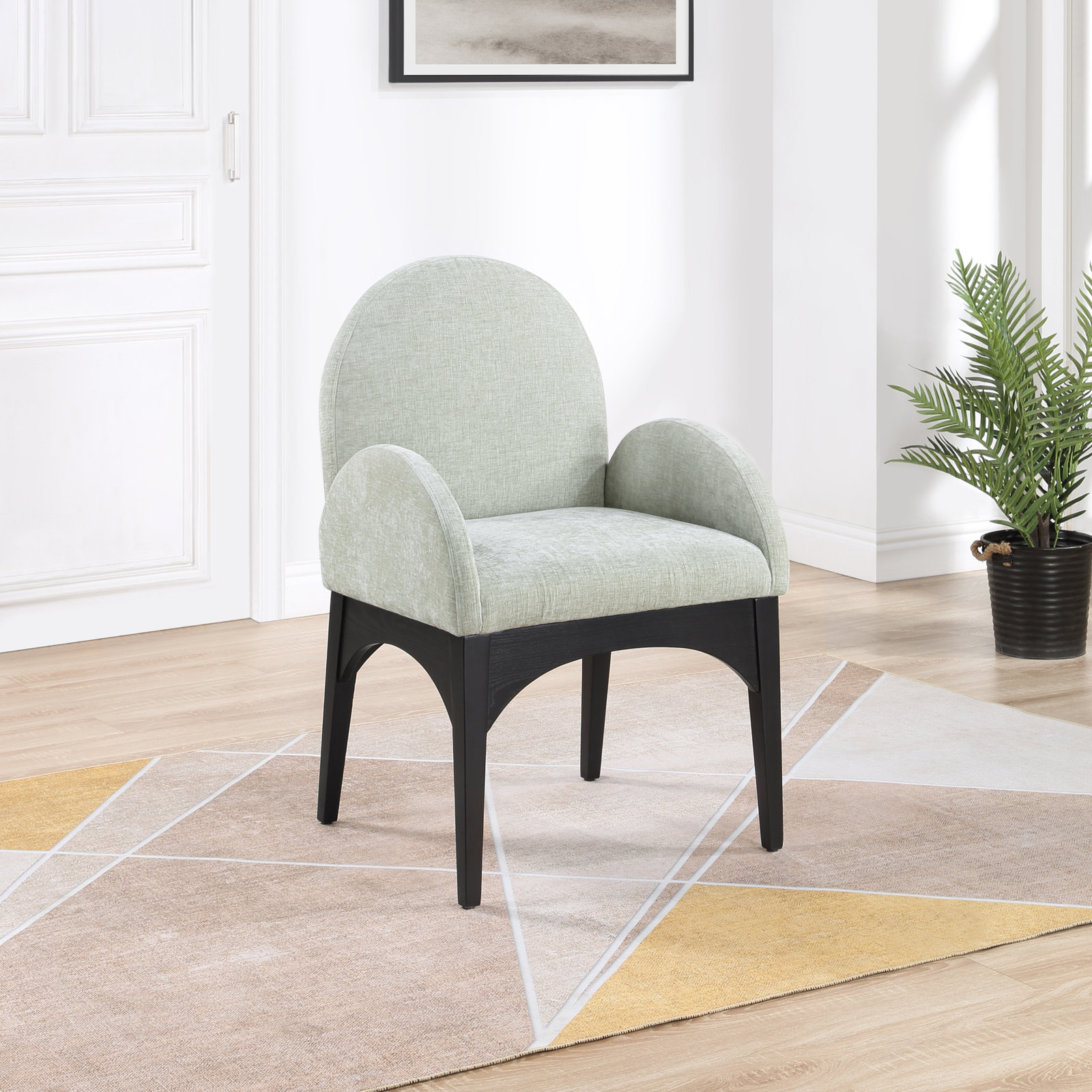 Waldorf Armchair, Mint Chenille, Black