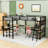 Twin And Twin L-Shaped Loft Bed With Dual Desks, Shelves, LED Lighting And Charging Station