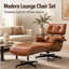 Chaise longue et repose-pieds en cuir véritable style Mid-Century italien-2038079369-2038079373