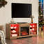 Meuble télé avec foyer électrique, effet de feu 3D, conduit, port, l 58 po pour téléviseurs de 32 à 62 po, lumières DEL de couleur chêne de 58 po, charge, convient au chêne