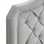 Grand lit gris en velours à boutons, système de support à lattes en bois, lit tapissier à assemblage rapide avec capitonnage en velours, construction simple