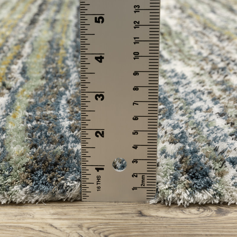 Delfine Distressed Gridwork Green/ Blue Area Rug, Rectangle 6'7" x 9'9"