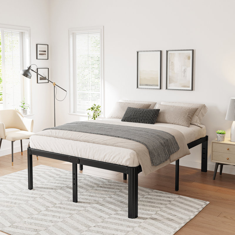 Roseann 18'' Heavy Duty Steel Platform Bed Frame with Round Corners, No Box Spring Needed, Noise Free, Queen