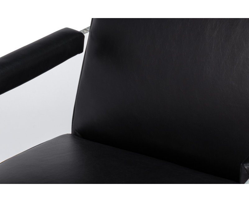 Holloway Leather Armchair, Black Genuine Leather
