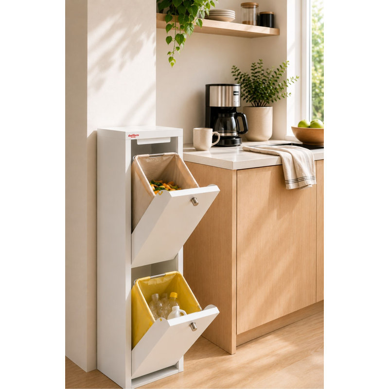 Steel Handle Multi-Compartment Rubbish & Recycling Bin - 40L