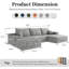 Canapé modulaire en forme de U sans os 107,5 po avec repose-pieds modulaire en velours côtelé avec méridienne droite, canapé à assise profonde pour salon, gris-503249764