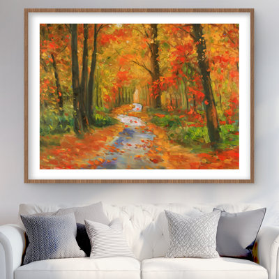 Autumn Trail - Orange, reproduction encadrée contemporaine