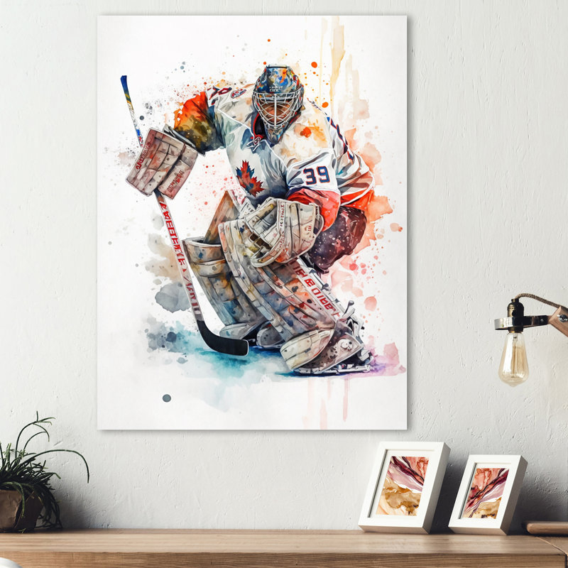 Hockey sur gazon pendant la partie I - impression sur toile, H 40 po x l 30 po x P 1,5 po, Toile tendue