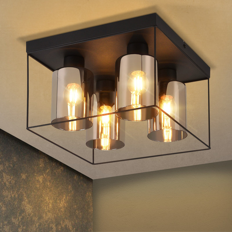 Alvarenga Flush Ceiling Light E27 Glass Design