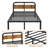 Queen Size Black Metal Platform Bed with 40-Inch Dark Solid Wood Headboard, Underbed Storage, Noise-Free Support, No Box Spring Needed-2015625706-2025536609