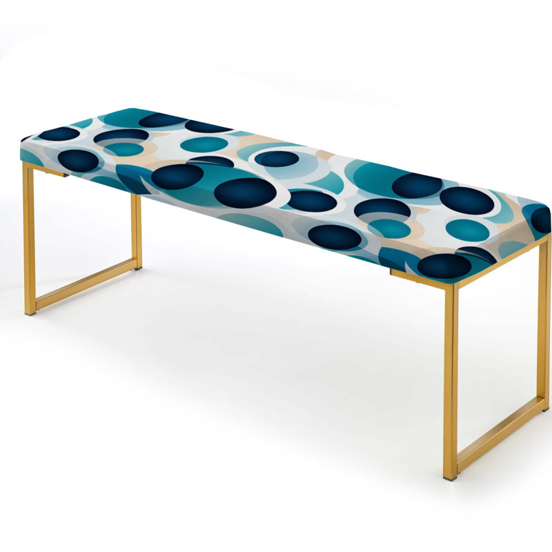 Minimaliste bleu cobalt à motif géométrique I - banc rembourré géométrique doré