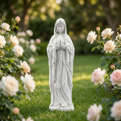 Statue de la Vierge Marie pour jardin extérieur (76 cm) - Sculpture religieuse en magnésie résistante aux intempéries