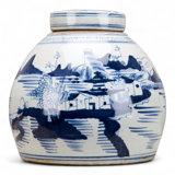 Blue and White Landscape Tea Jar