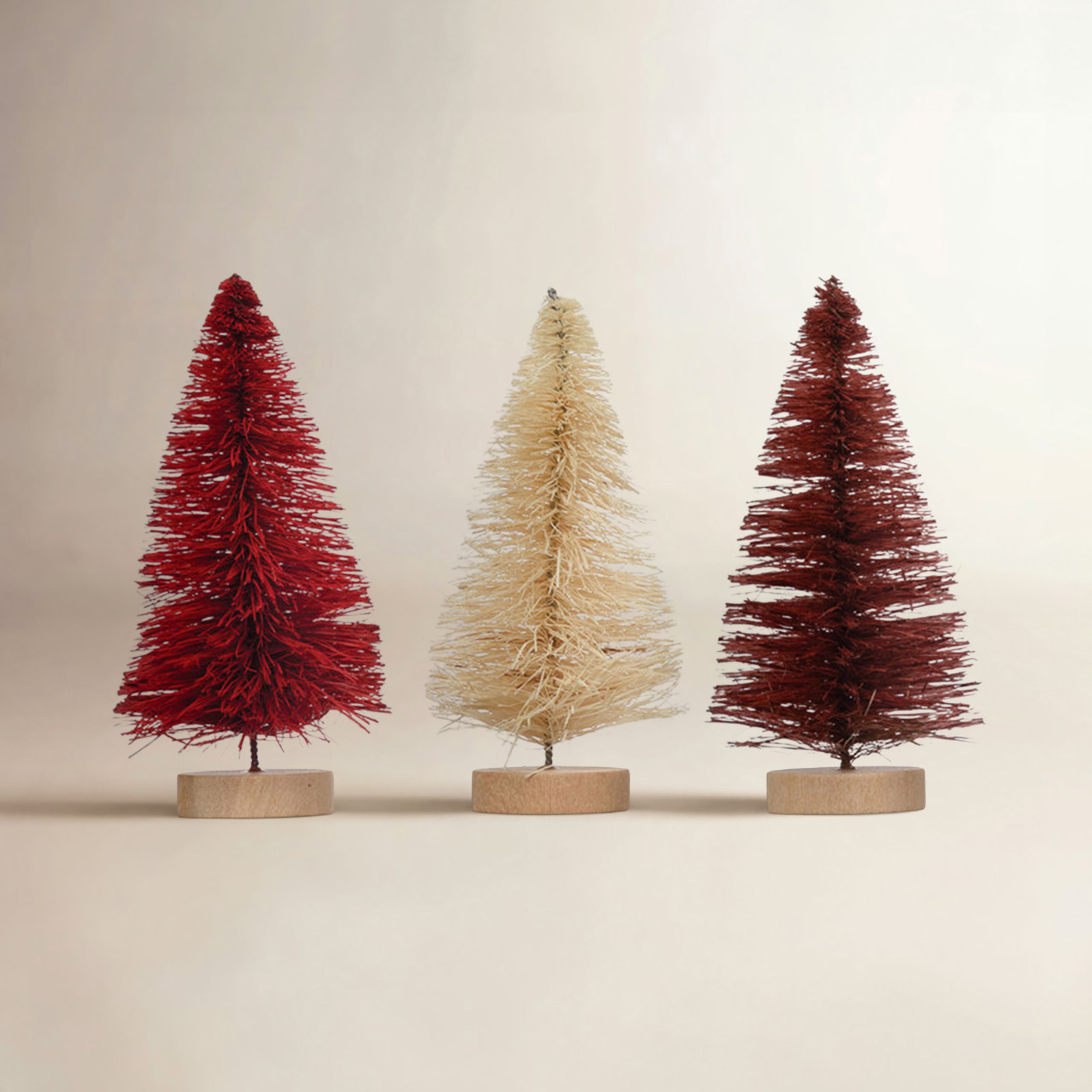 Christmas Tabletop Tree, Cream/Burgundy