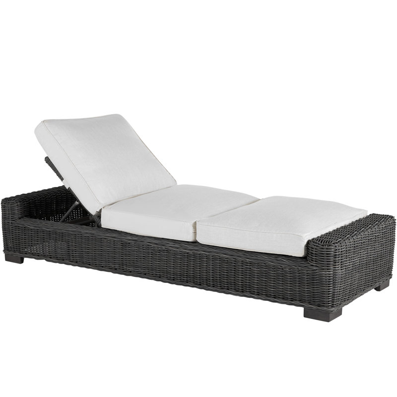 Rustic N-Dura Resin Wicker Outdoor Reclining Chaise Lounge, No Welt + Dream Fill, Buxomy Ivy, Slate Gray