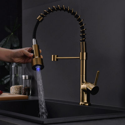 Robinet d'évier de cuisine à poignée simple avec douchette extractible