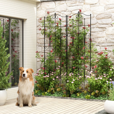 Rustproof Sturdy Black Iron Trellis Plants Support Metal Trellis