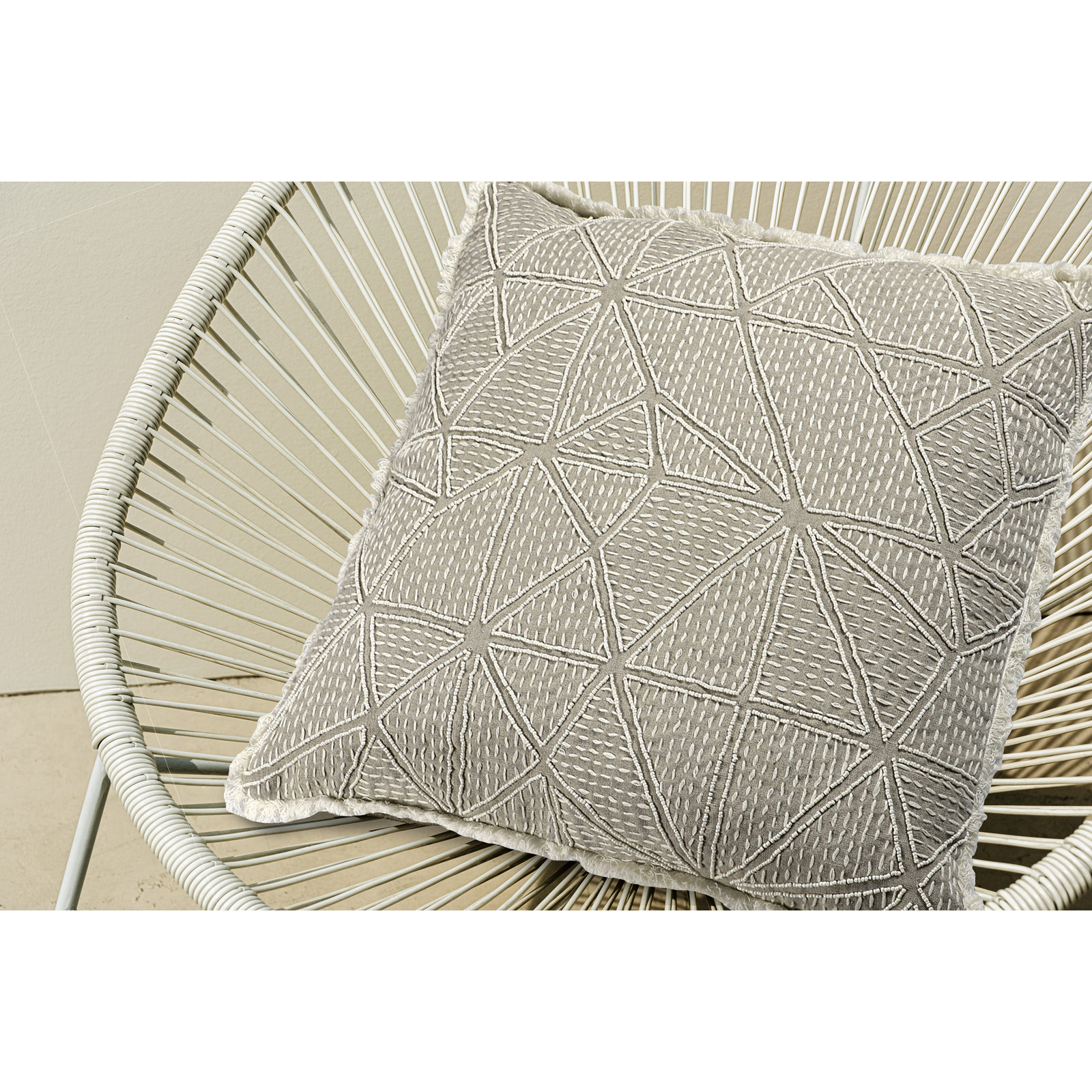 Helma Geometric Linen Throw Pillow, Polyester