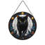 Chat noir avec vitrail de bijoux en vitrail pour fenêtre-129205828