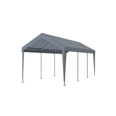 Carport Structure 10X20, Galvanized Steel, 2 Doors, 4 Vent Windows, Grey Canopy For Various Purposes 10' X 20' Portable Garage With Structure,